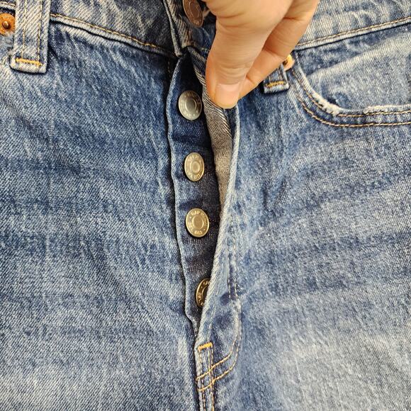 Gap Cheeky High Waist Cutoff Denim Shorts Size 00/24 Med Wash Button Fly Tomboy - Picture 7 of 13